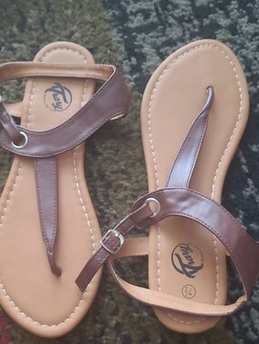 Trary Brown Thong Sandals with Tan Footbed